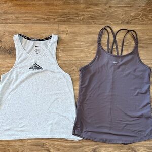 Nike Women's Gray and Brown Tank Tops